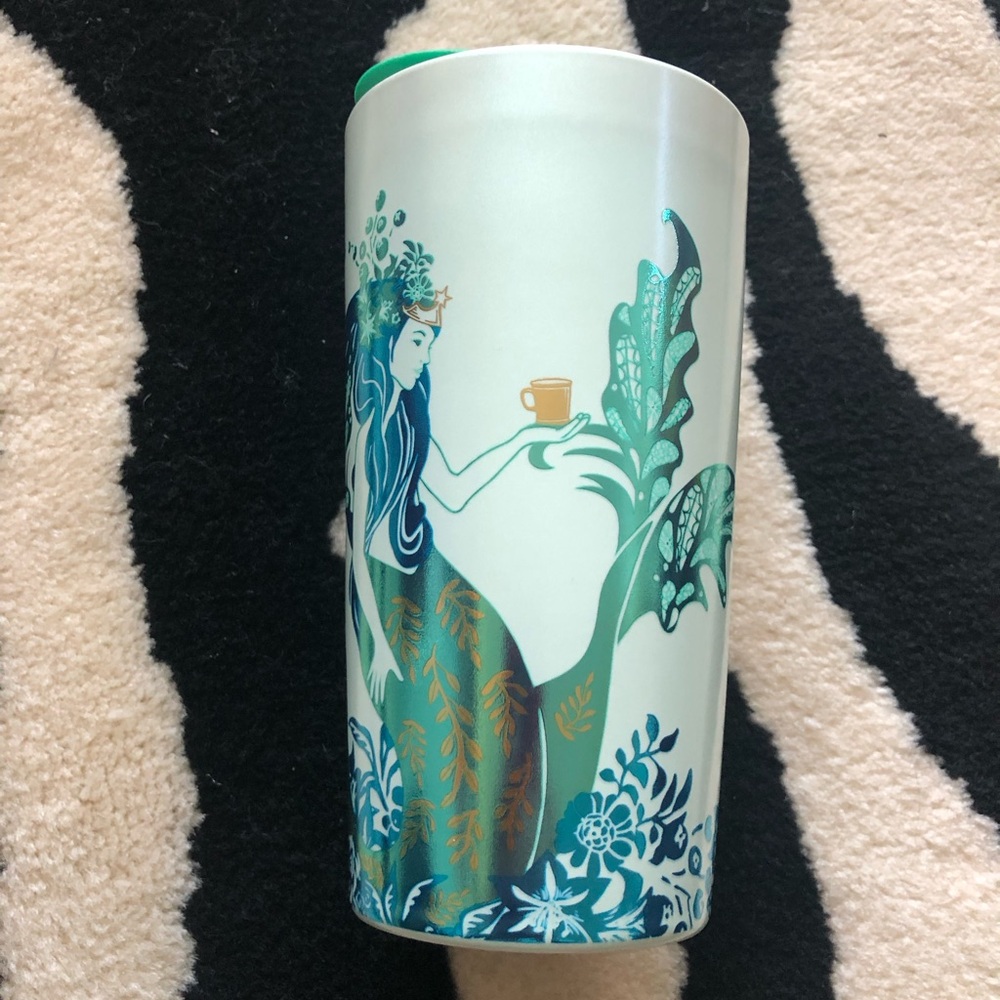 Starbucks 2022 Teal Blue Green Gold Metallic Siren Mermaid Ceramic 12oz Tumbler - Picture 5 of 9